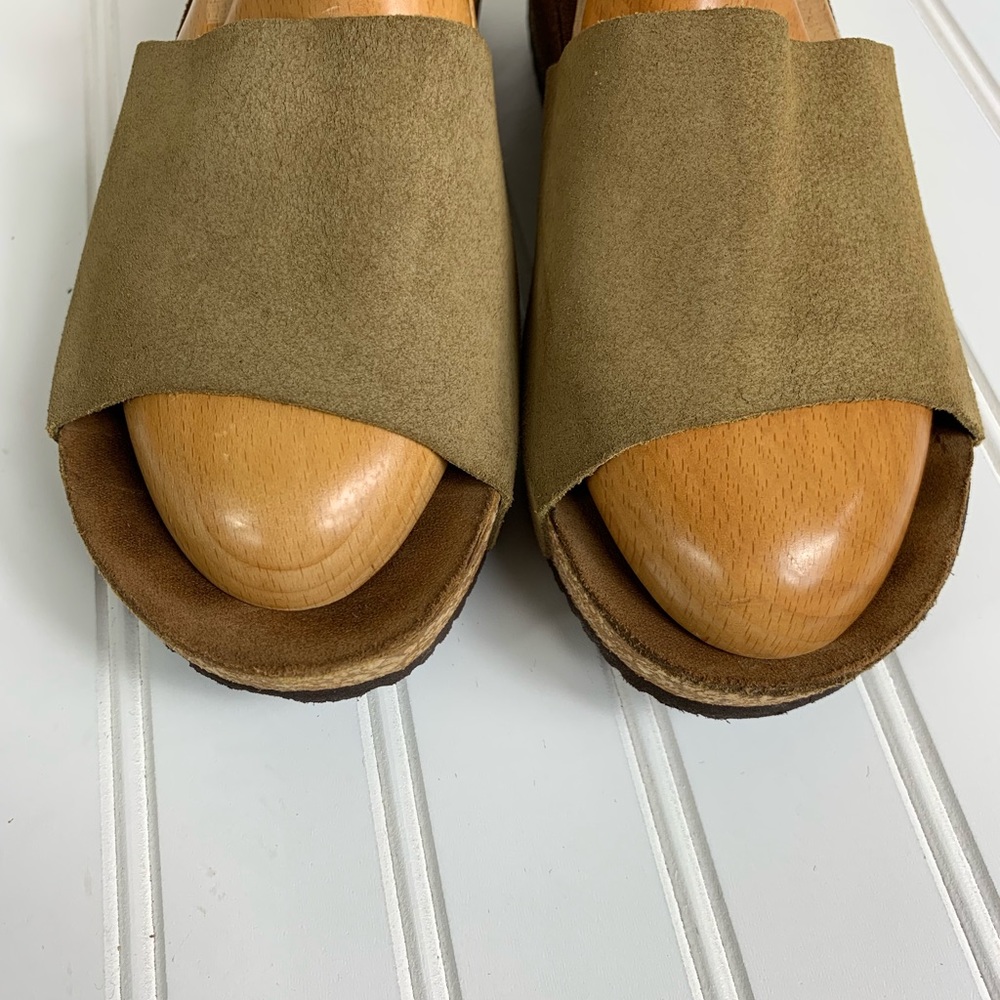 A . Gianetti Suede Mule Cork Sandals Wedge - Picture 2 of 5